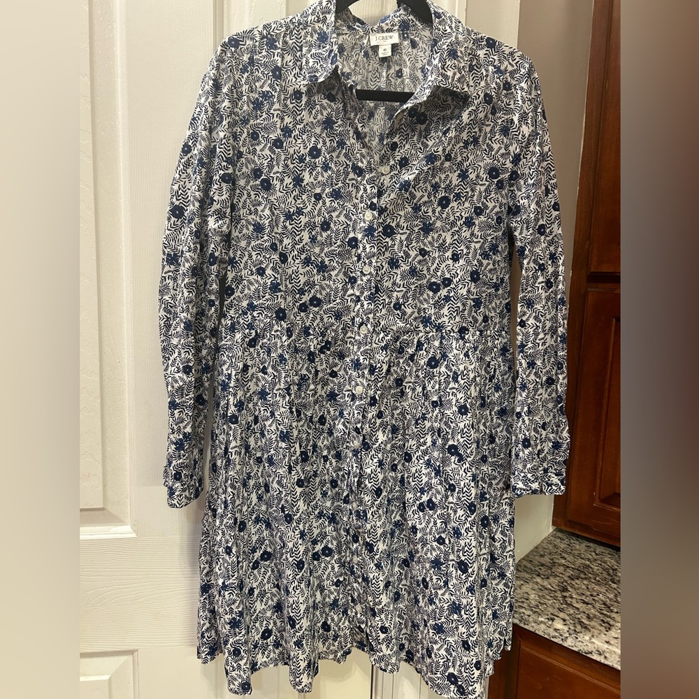 J Crew floral print cotton mini shirt dress Womens 6
